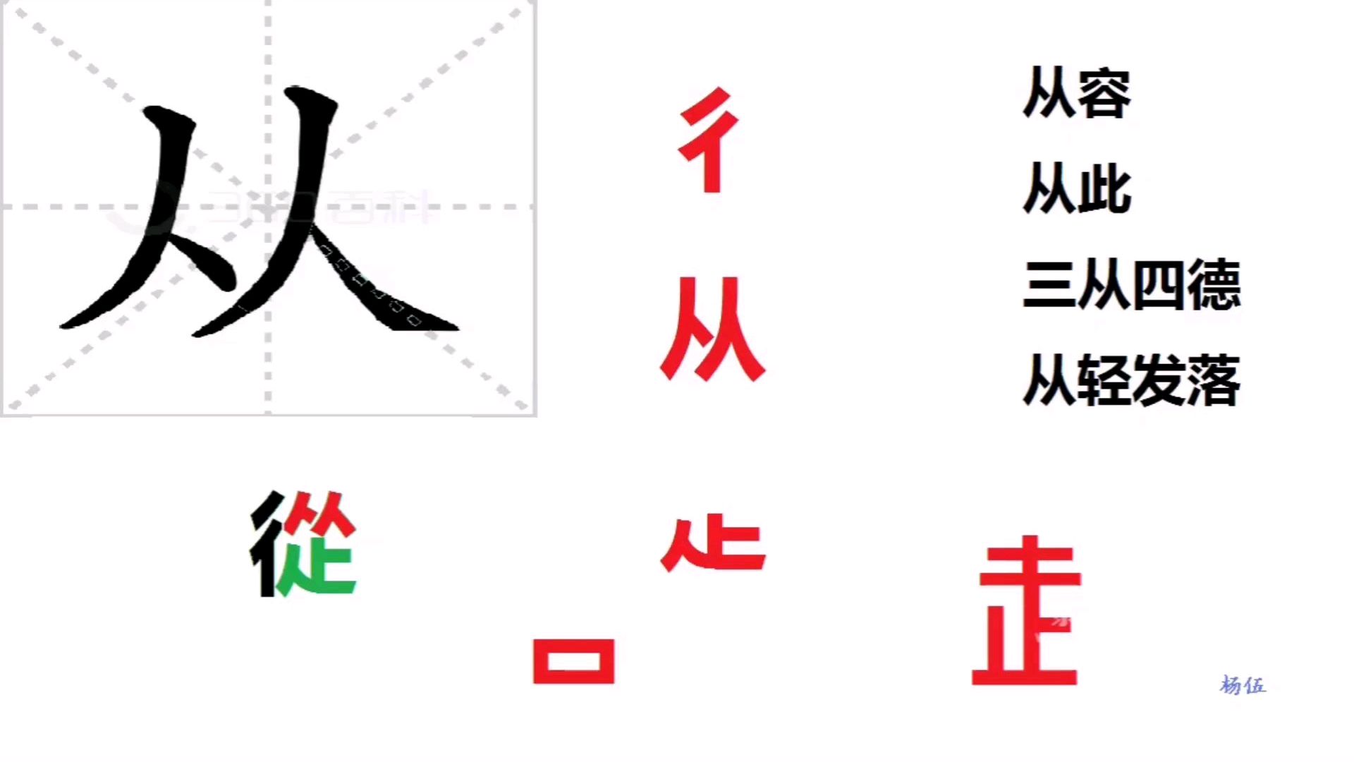 [图]“从”字就是在纵横交错的十字路一个人跟着一个人走的意思