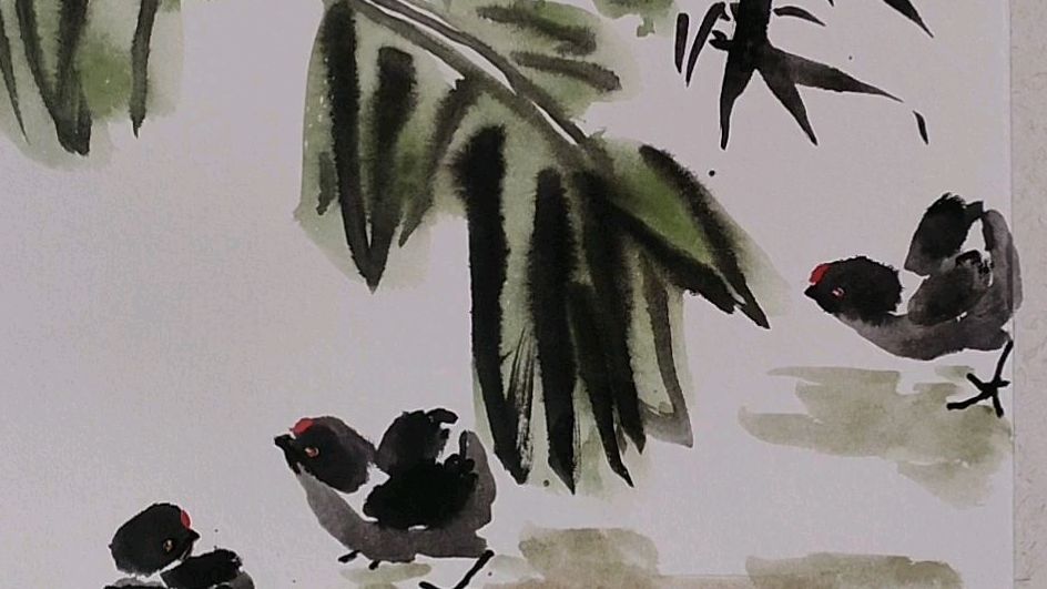 写意国画小鸡原来是这么简单,按照老师的画法练两遍就学会了