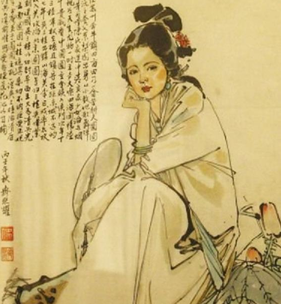 画中的陈圆圆,多了几分才气,和林黛玉有几分神似.