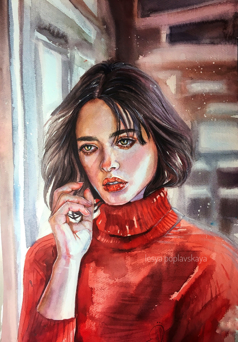水彩画:艺术家lesya poplavskaya人物绘画作品(一)