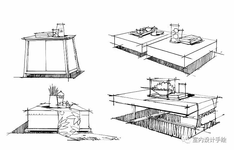 【手绘】室内设计手绘-单体多角度练习!