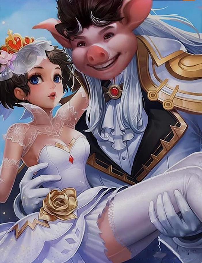 王者荣耀:最搞笑的情侣p图,凯皇幸福流鼻血,老猪在高老庄结婚