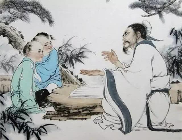 尊师重道国画图片