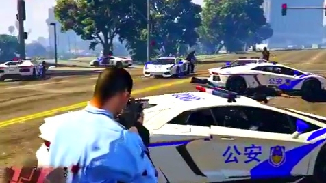 《gta5 侠盗猎车手5》mod中国警察与美国警察枪战二