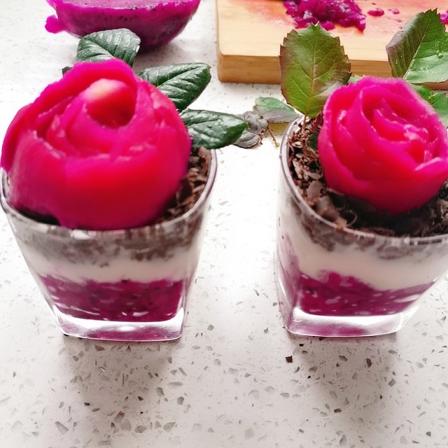 火龙果酸奶杯,高颜值小甜品