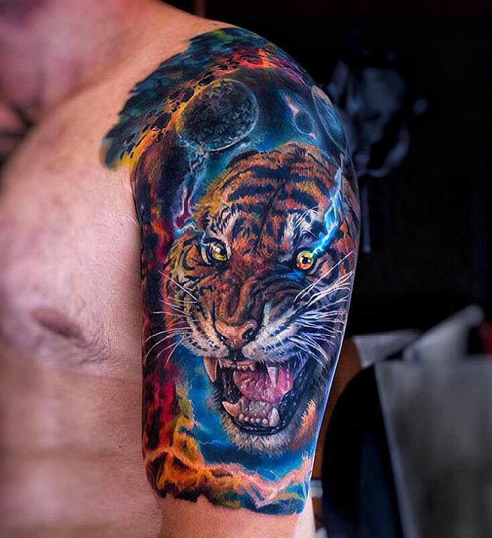 质感肌理精细的大写实欧美范纹身很强悍又大气