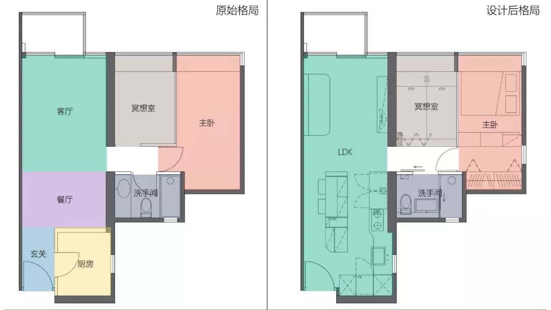 香港53㎡小户型改造,空间设计成四合一的形式,实用性与颜值兼备