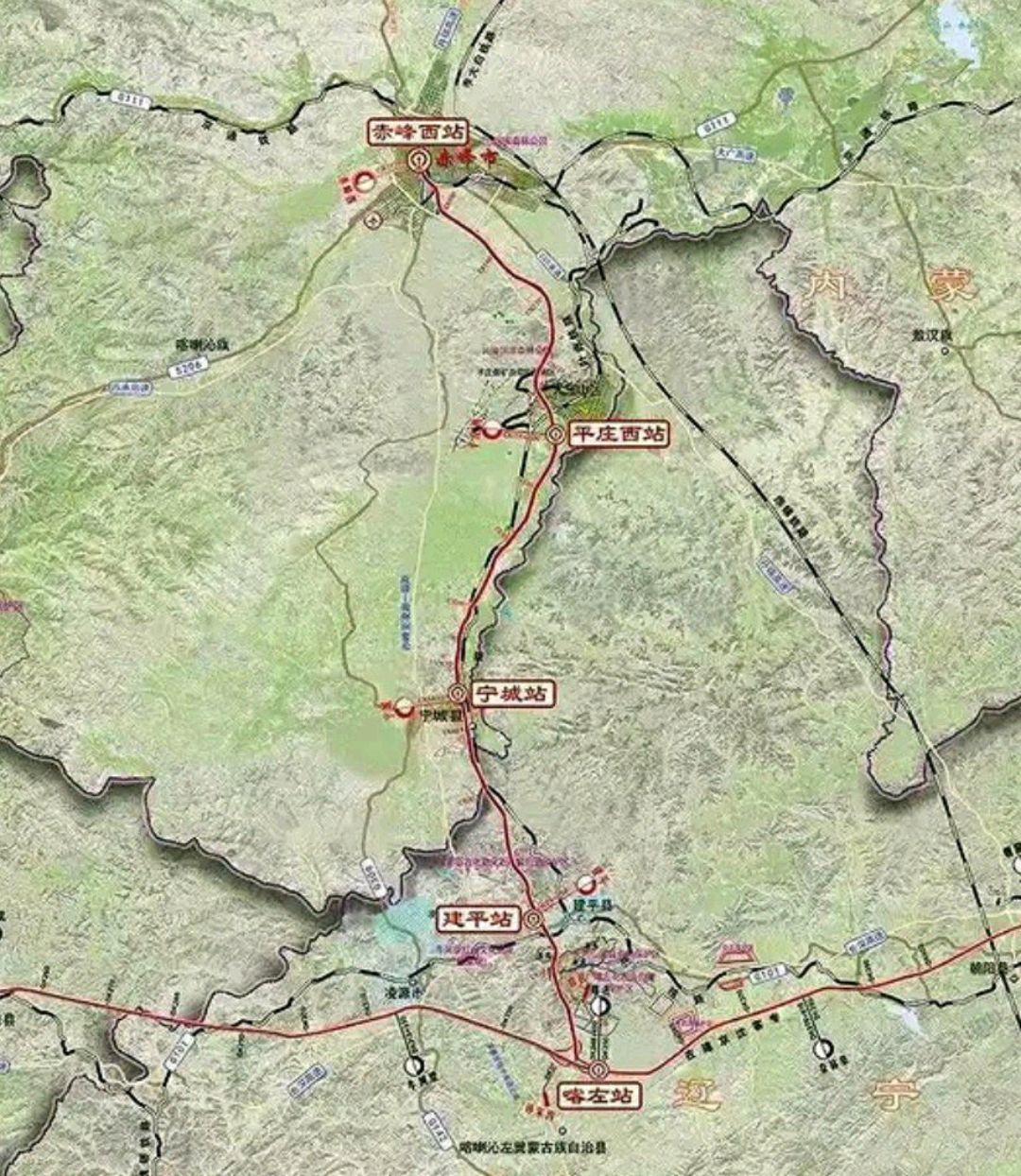 朝阳市到赤峰市新增一条高铁线路,时速为250公里,全长为165公里