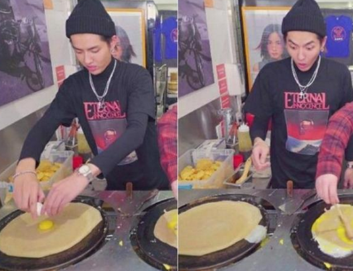 吴亦凡摊煎饼,小小春勤练厨艺,认真做饭的男神太酥了!