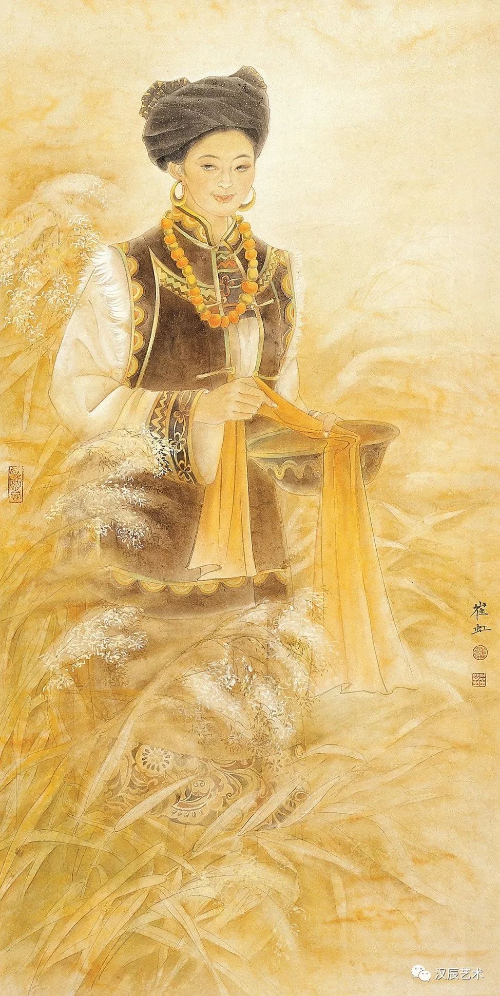 羌族人家 白露 136×68cm