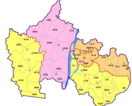 中国行政图—安徽马鞍山下辖区县经济排行,面积,人口等数据