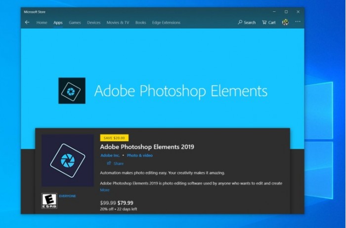 adobe photoshop elements 2019现身微软windows store