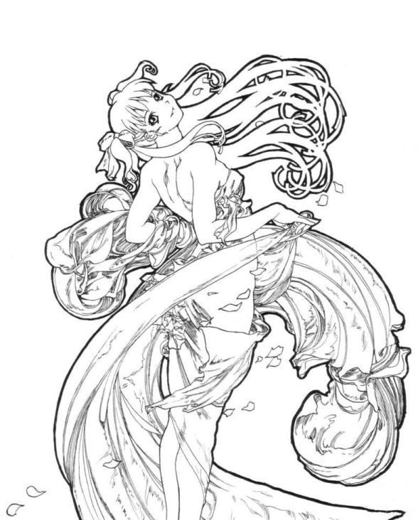 动静结合的彩绘图 静得是景物,动的是女孩飘动的裙带和男孩的神情及