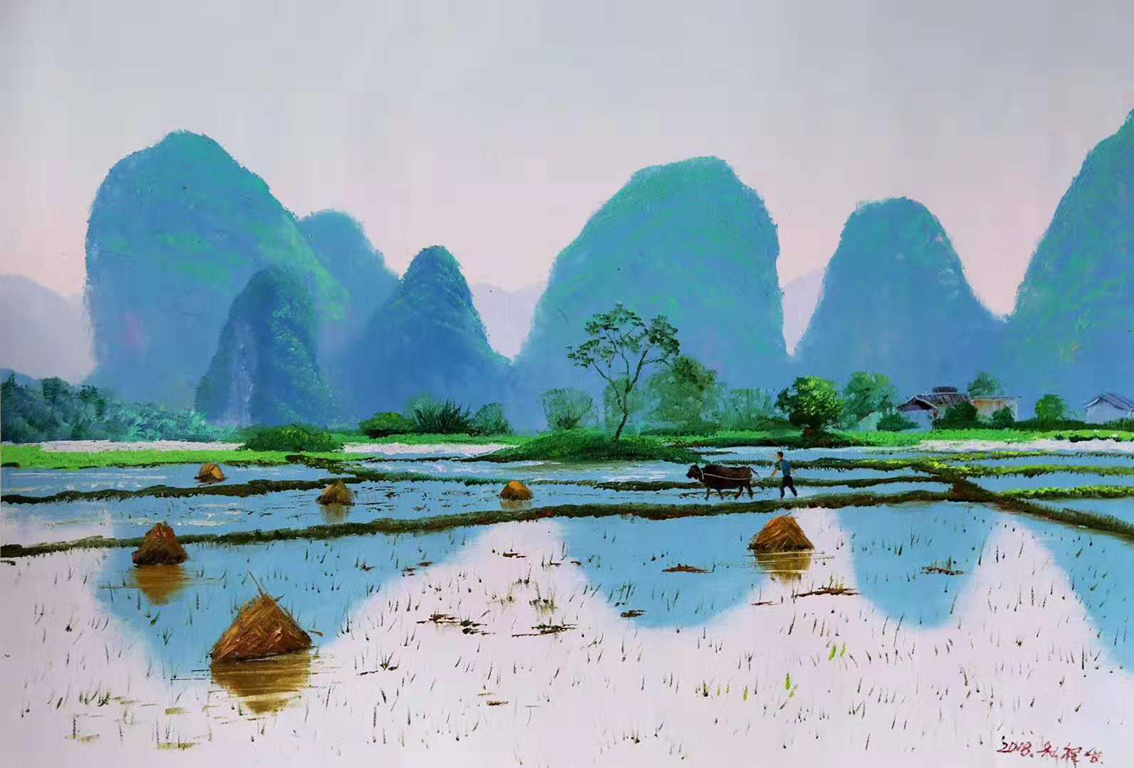 油画欣赏:一组描绘山清水秀的南方风景画