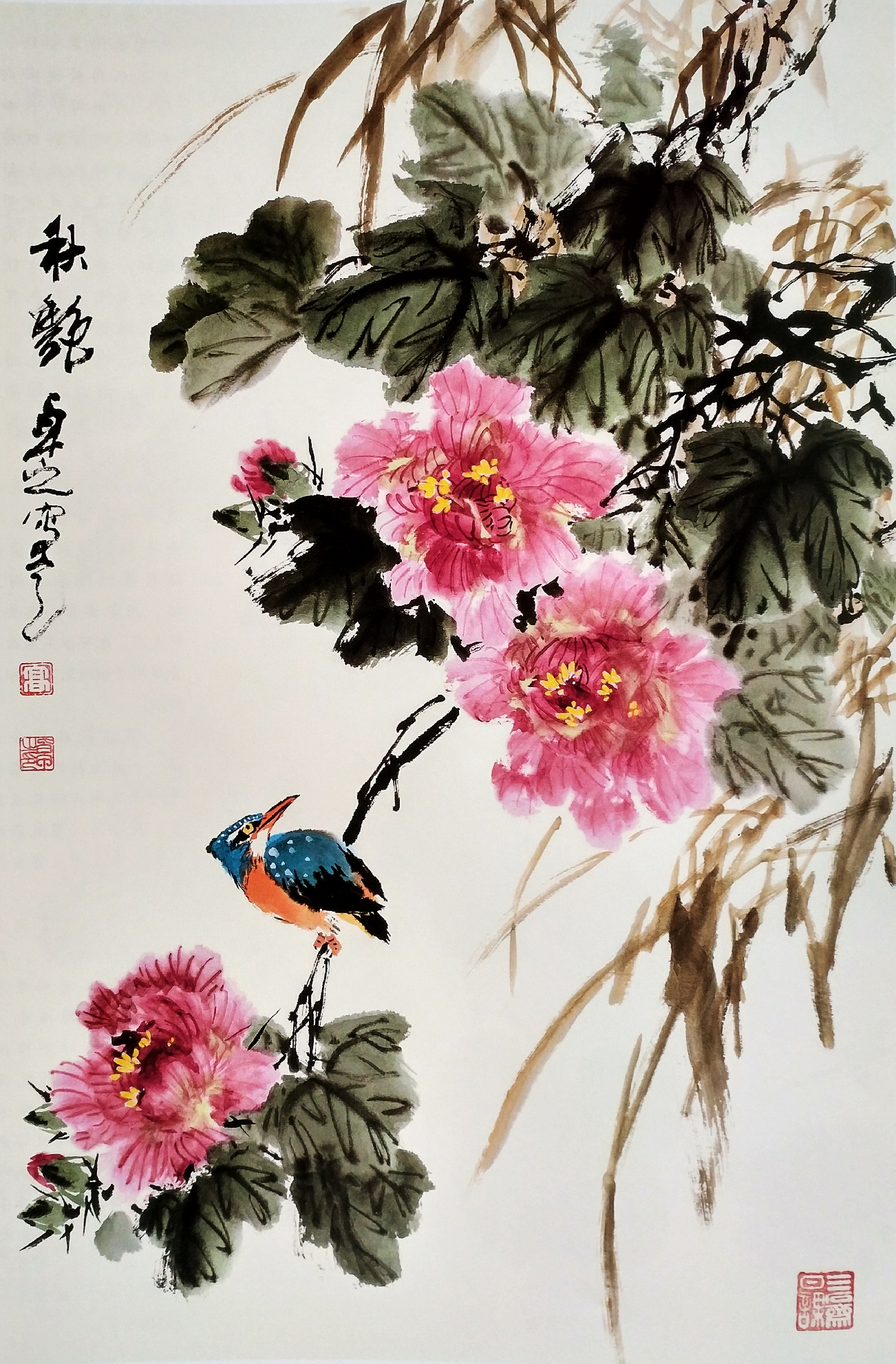 国画基础讲堂|芙蓉花的画法