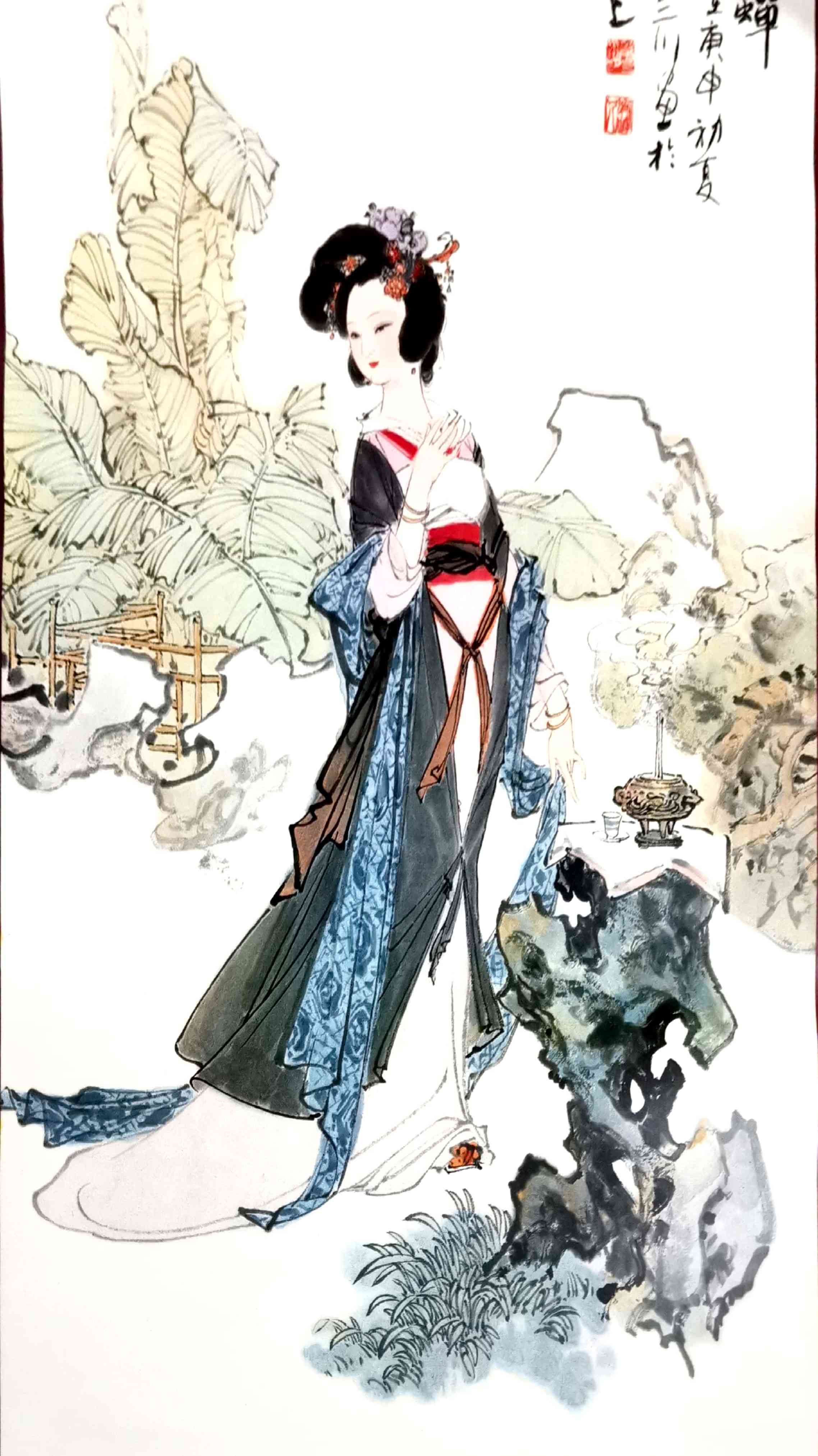 分享一本1987年的华三川仕女图挂历,绘画十分精美