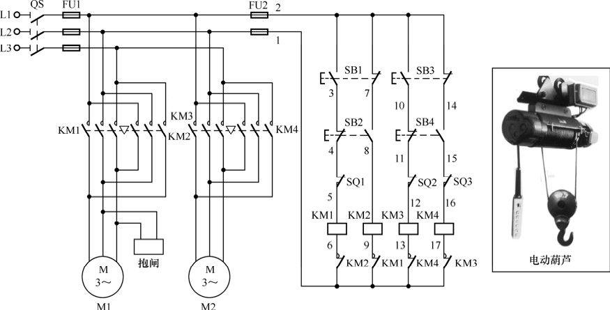 图4-15 电动葫芦电气控制电路