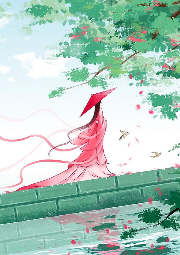 这一程水一重山,亘古永存寄鸿雁!唯美古风山水意境插画欣赏