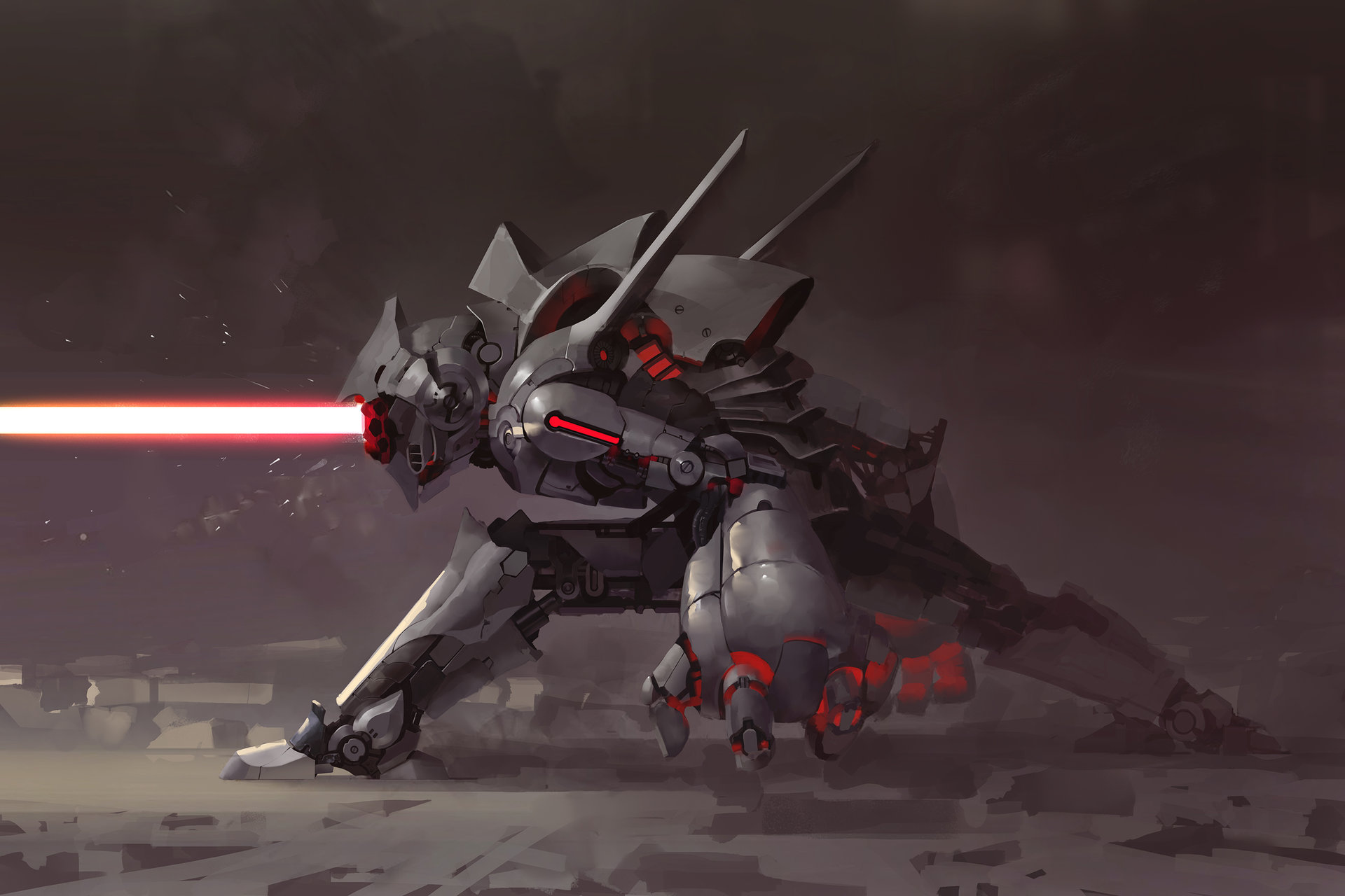 一组造型相当帅气的机甲机械插画作品欣赏!画技超强画面很动感!