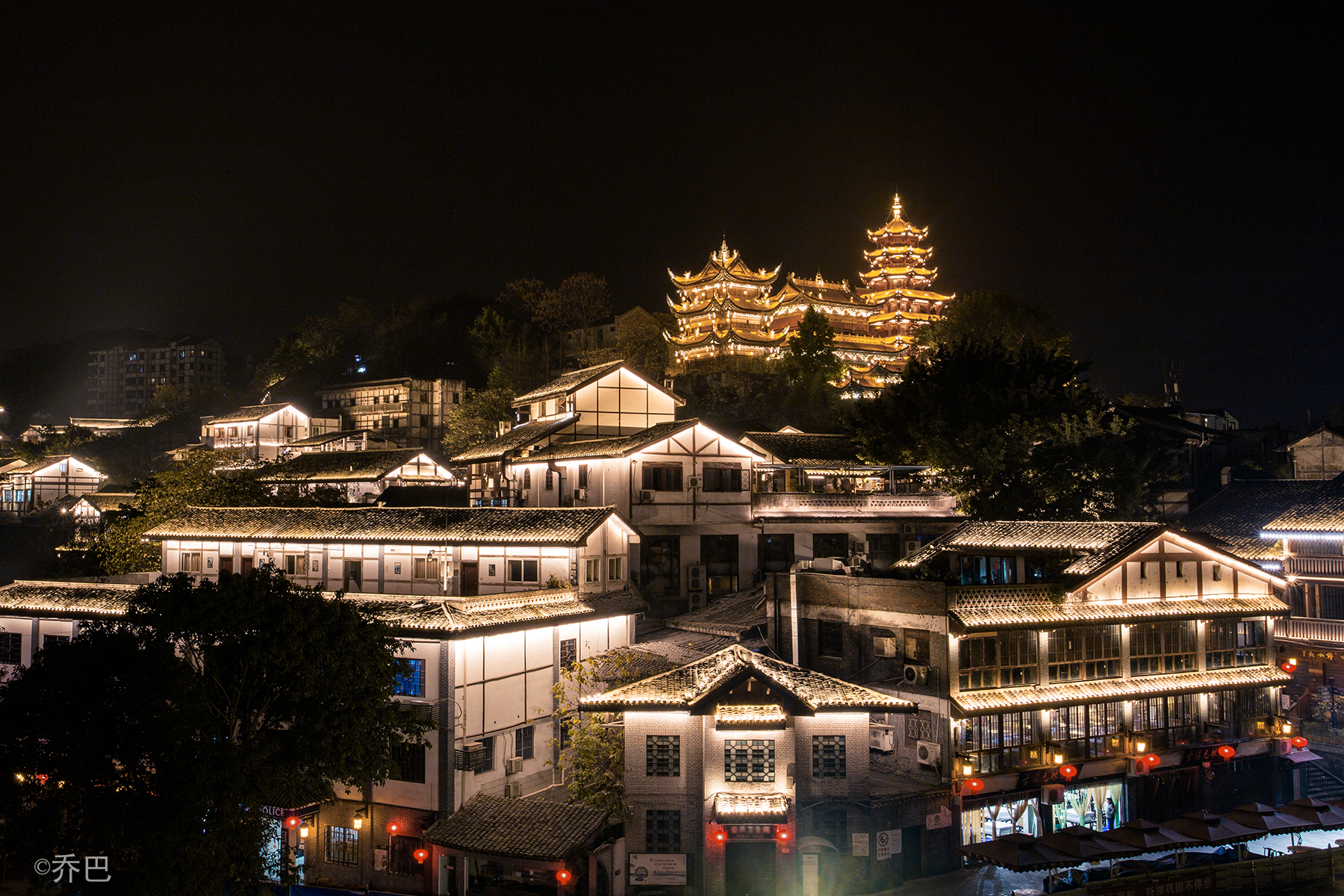 磁器口古镇夜景图片