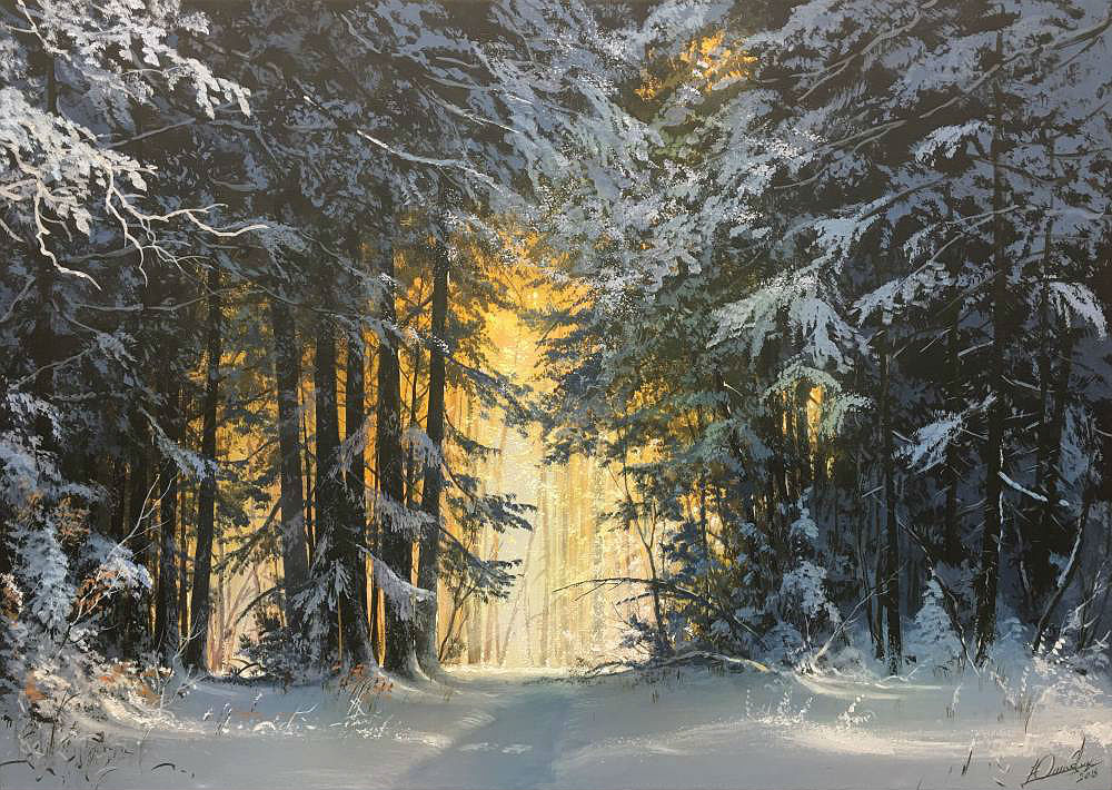 插画:艺术家victor yushkevich作品-冬日风景