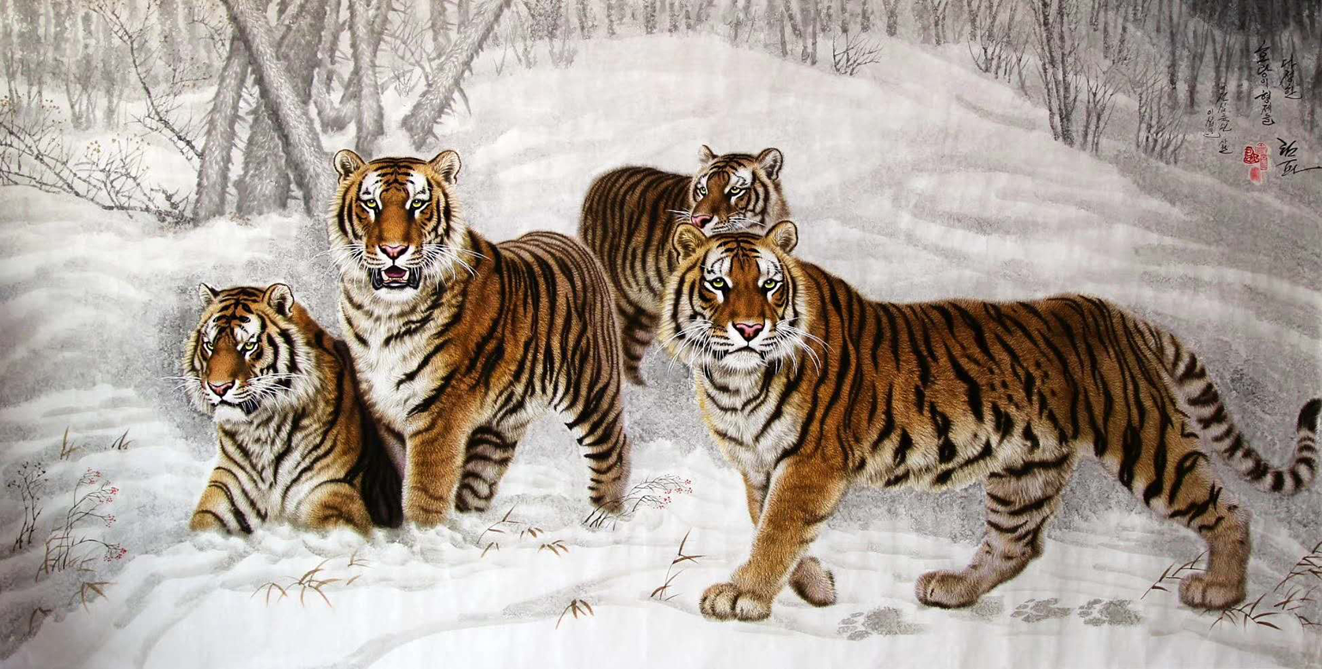 喜欢:这组工笔重彩画,16只老虎,只只都画得虎虎生威