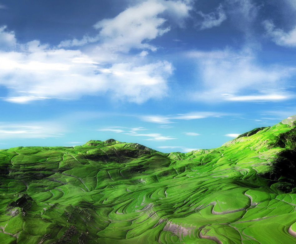 这是云朵已经飘到了远方,并且可以看出,在远处有绿绿的几棵树!