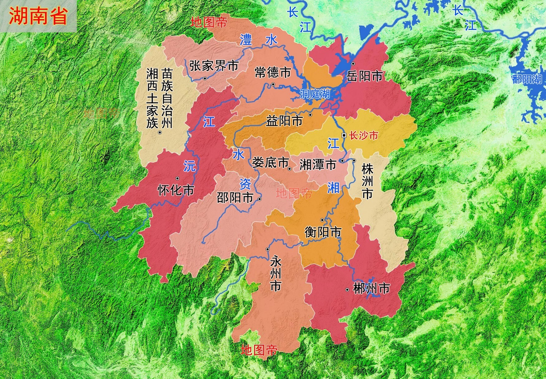 历史地图#湖南省地形图.湖南省简称"湘,也称潇湘,省会驻长沙市.