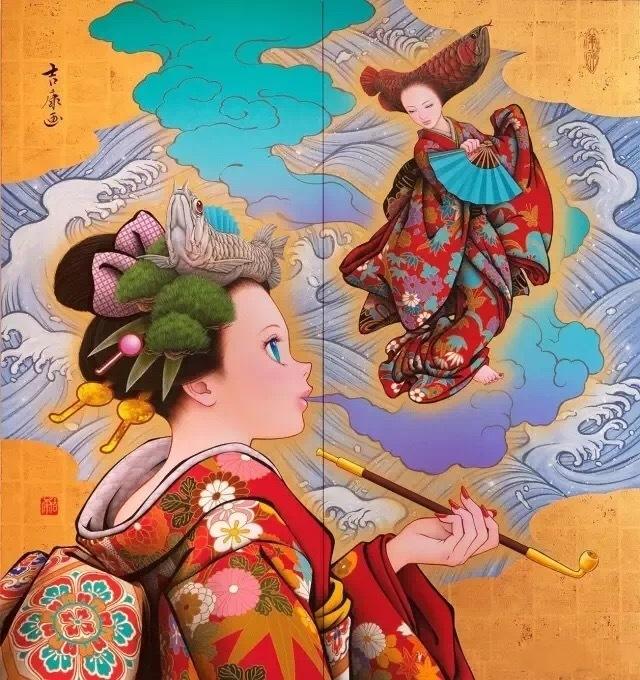 华丽的服饰,惊艳歌舞同文化流传至今~日本艺伎插画