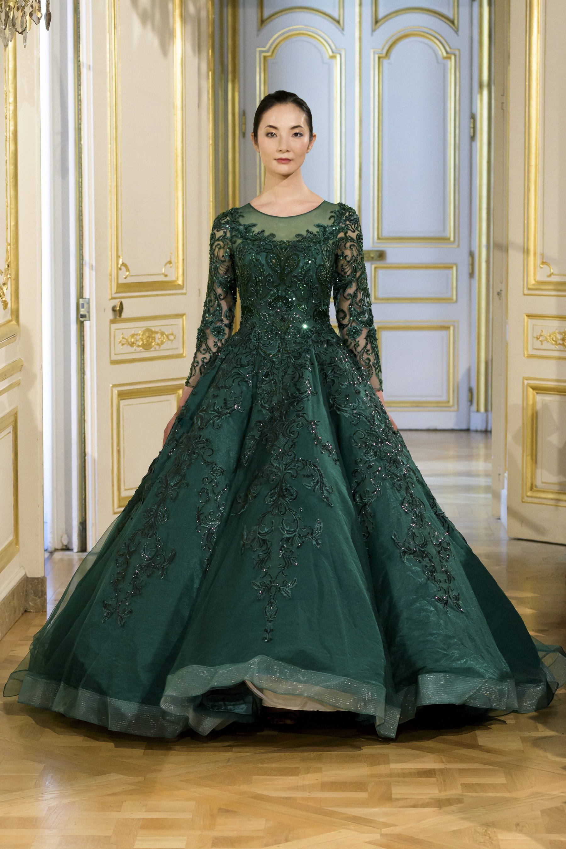 azulant akora:金色与银色的完美结合搭配珠花的高定婚纱礼服