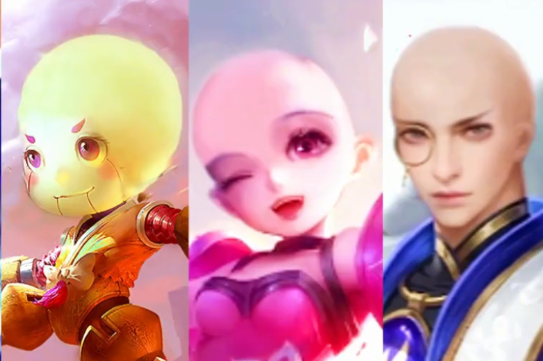 王者荣耀:当英雄剃成光头,刘禅比孙膑还可爱,张良比铠皇帅