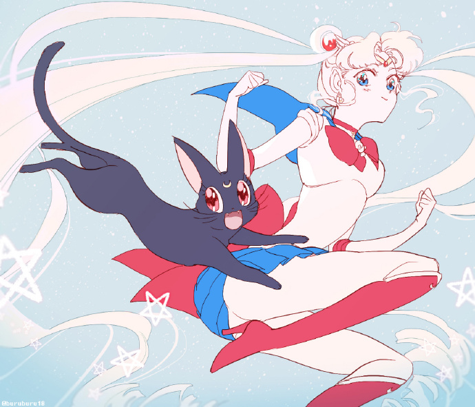 韩国太太画的美少女战士,露娜的耳朵?怎么变成兔子了?