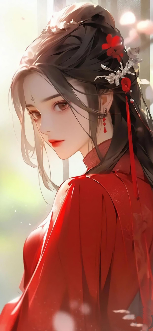红衣系古风插画女生壁纸 676767