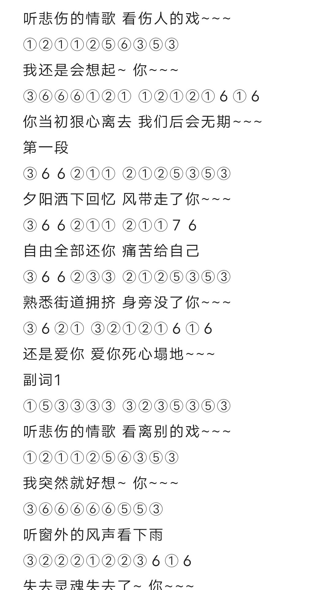 光遇琴谱《听悲伤的情歌》雨落本无声,听到的只是灵魂在云里堕落