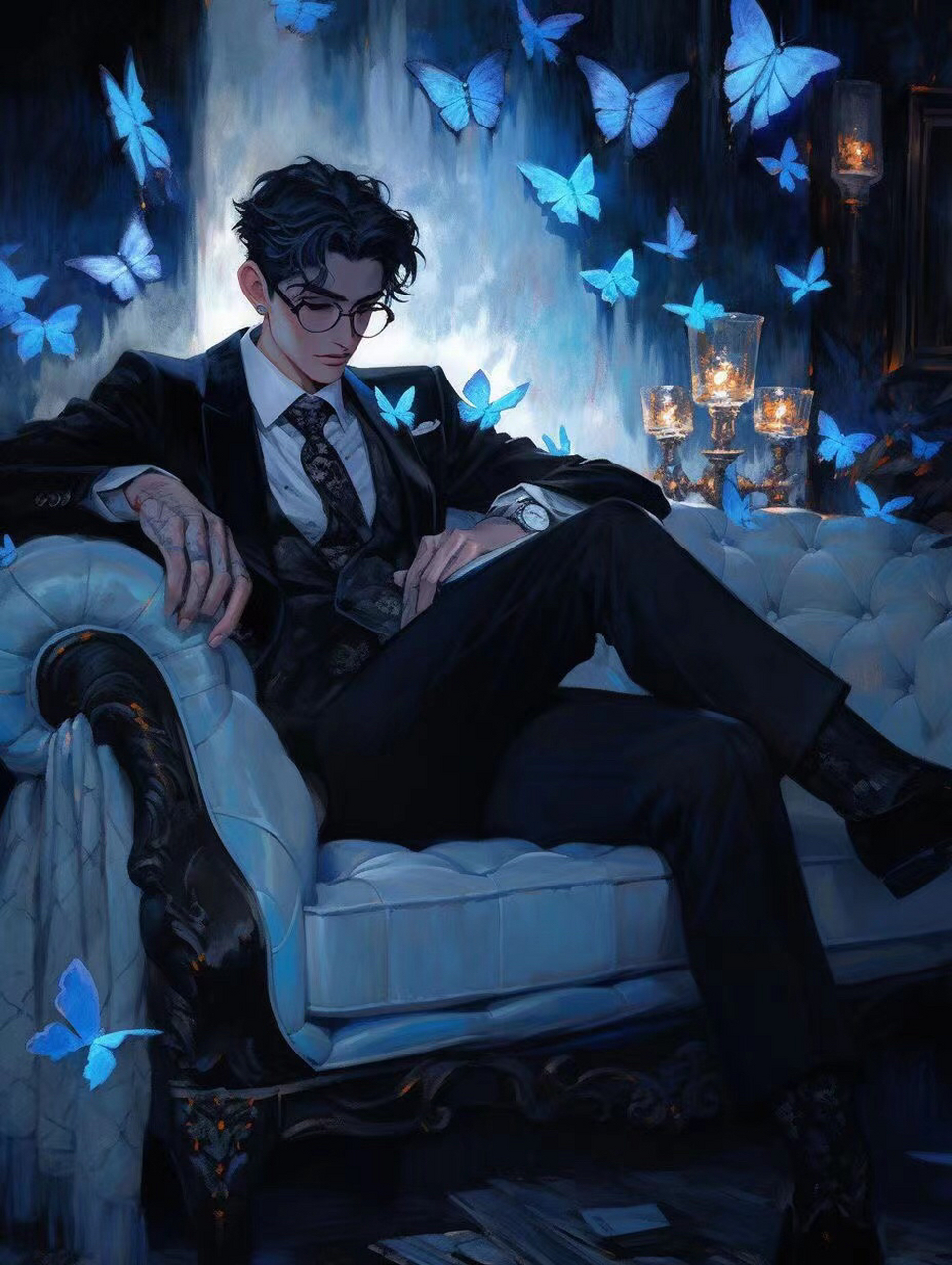 网友画的漫画版孟宴臣,氛围感也太绝了!是可以直接做壁纸的程度!