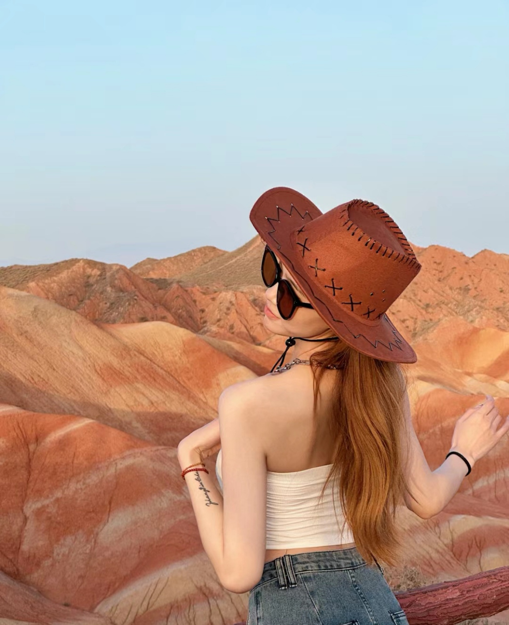 幽如水墨浮云紫,艳似丹青美女怡.  赤岭斜纹向天矗,赧峦隙缝乱枝. .