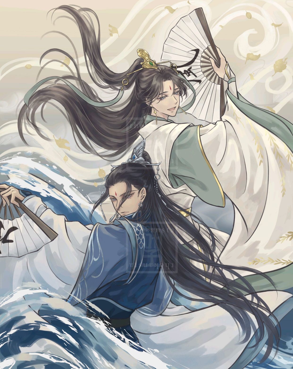 天官漫画人物额头装饰,风师俏皮,裴将军狂野,君吾威严神秘