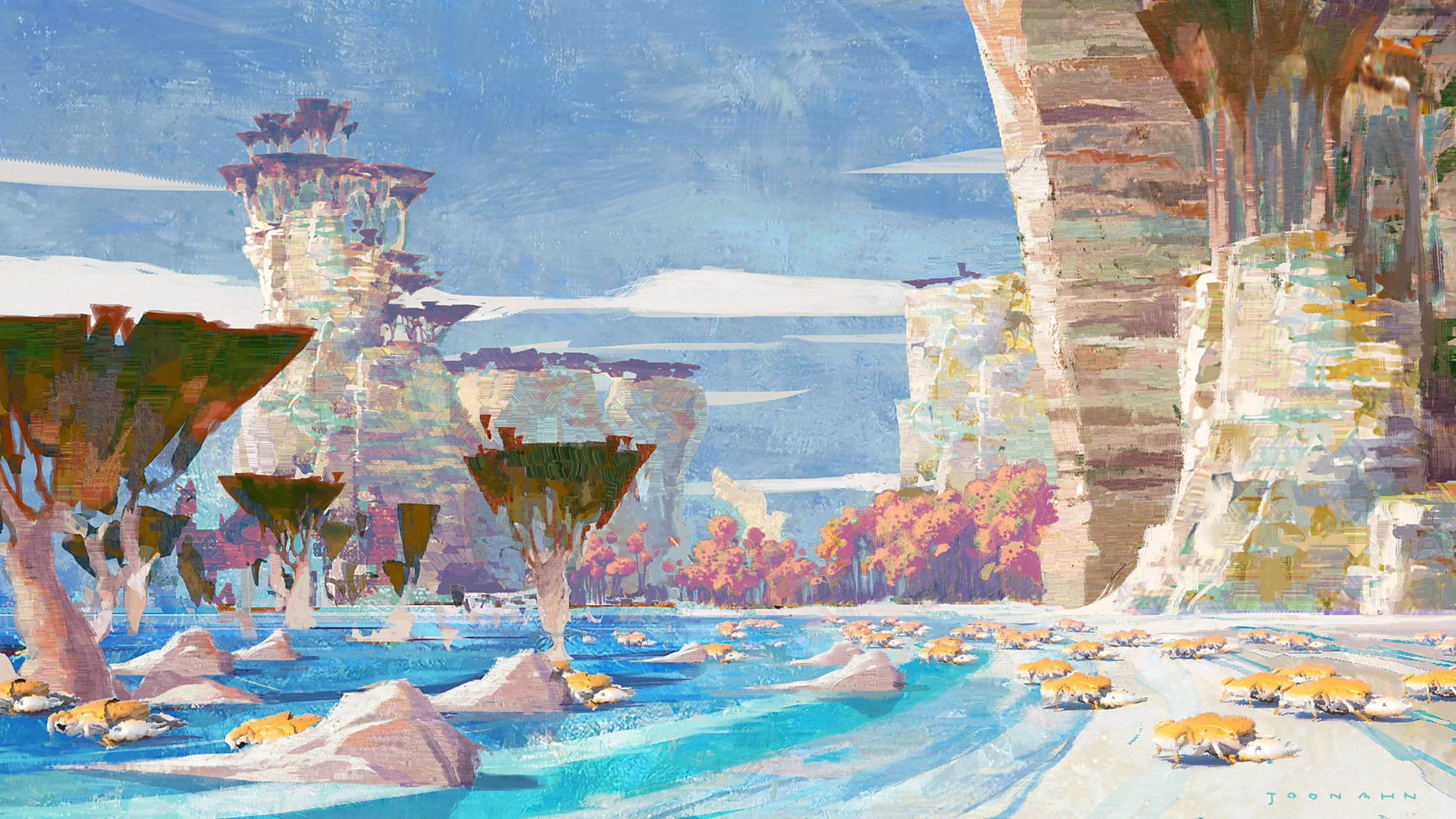 瑰丽的异星世界与古战场之旅,by joon ahn .#动漫# #插画# #二次元