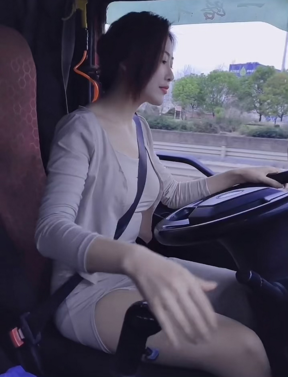 开货车的女司机,技术一流手法娴熟