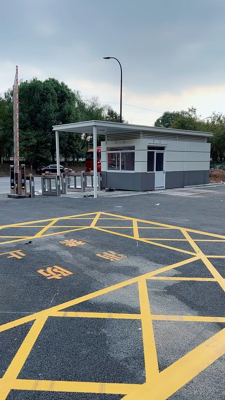 真石漆岗亭,适合企业园区公司的保安门卫岗亭,形象瞬间提升-度小视