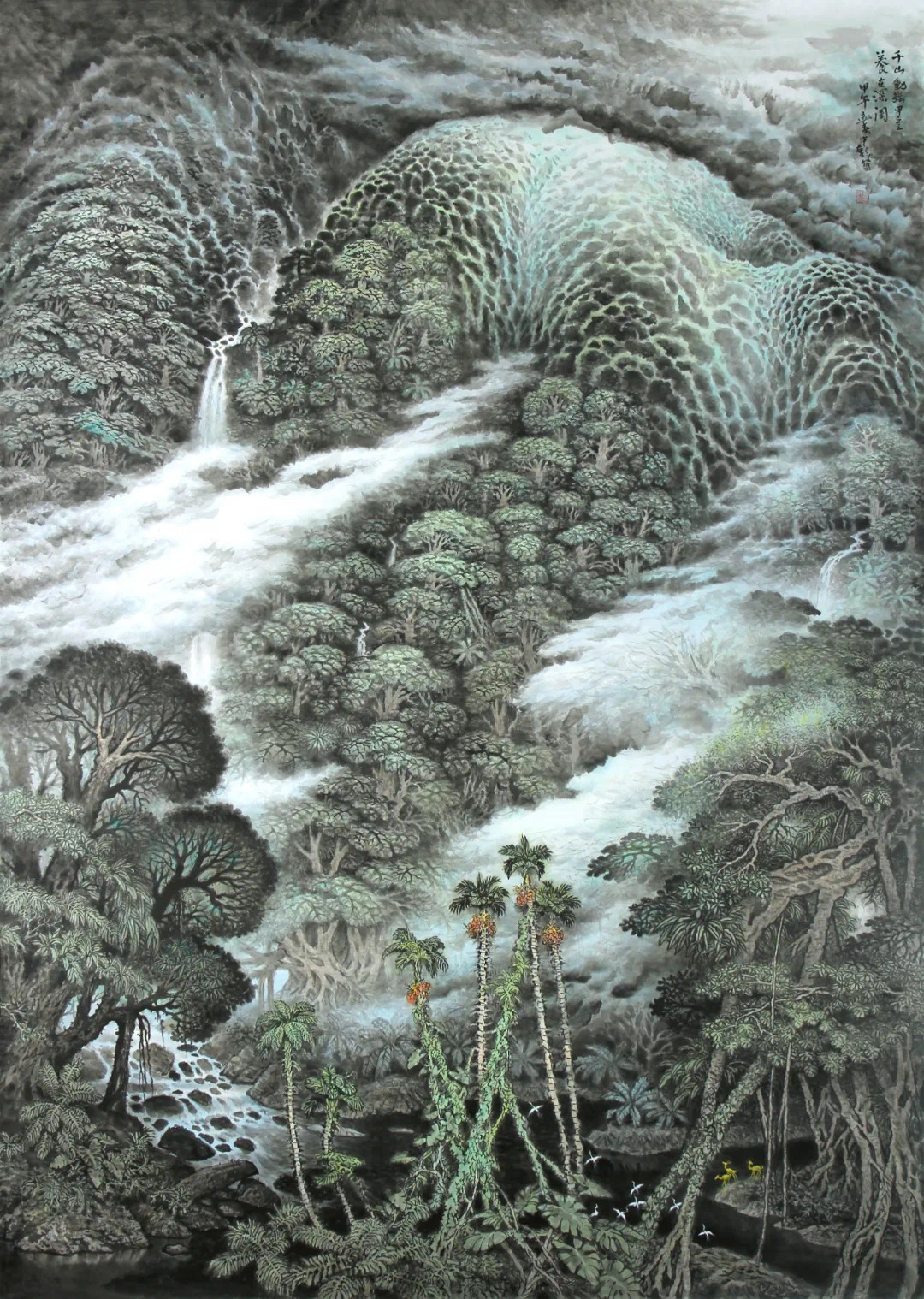 邹才干画家热带雨林山水画作品欣赏