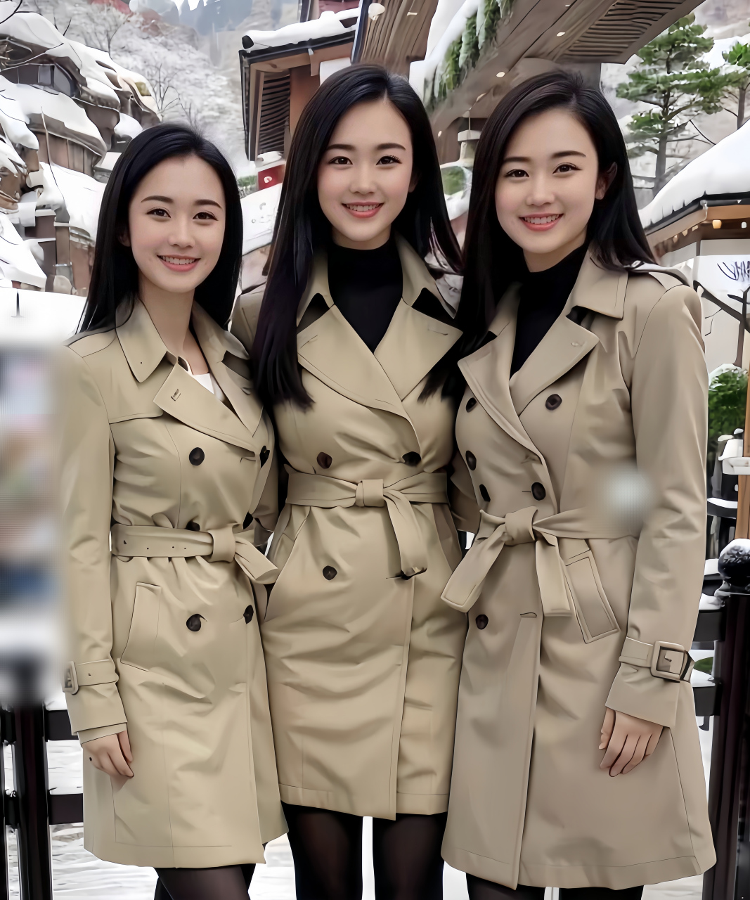 三个好姐妹在一起合影.