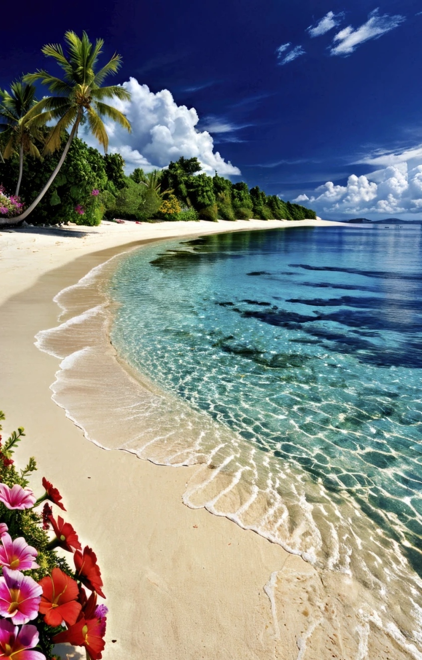 他们在海滩上漫步,欣赏着椰林树影,感受着海风轻拂