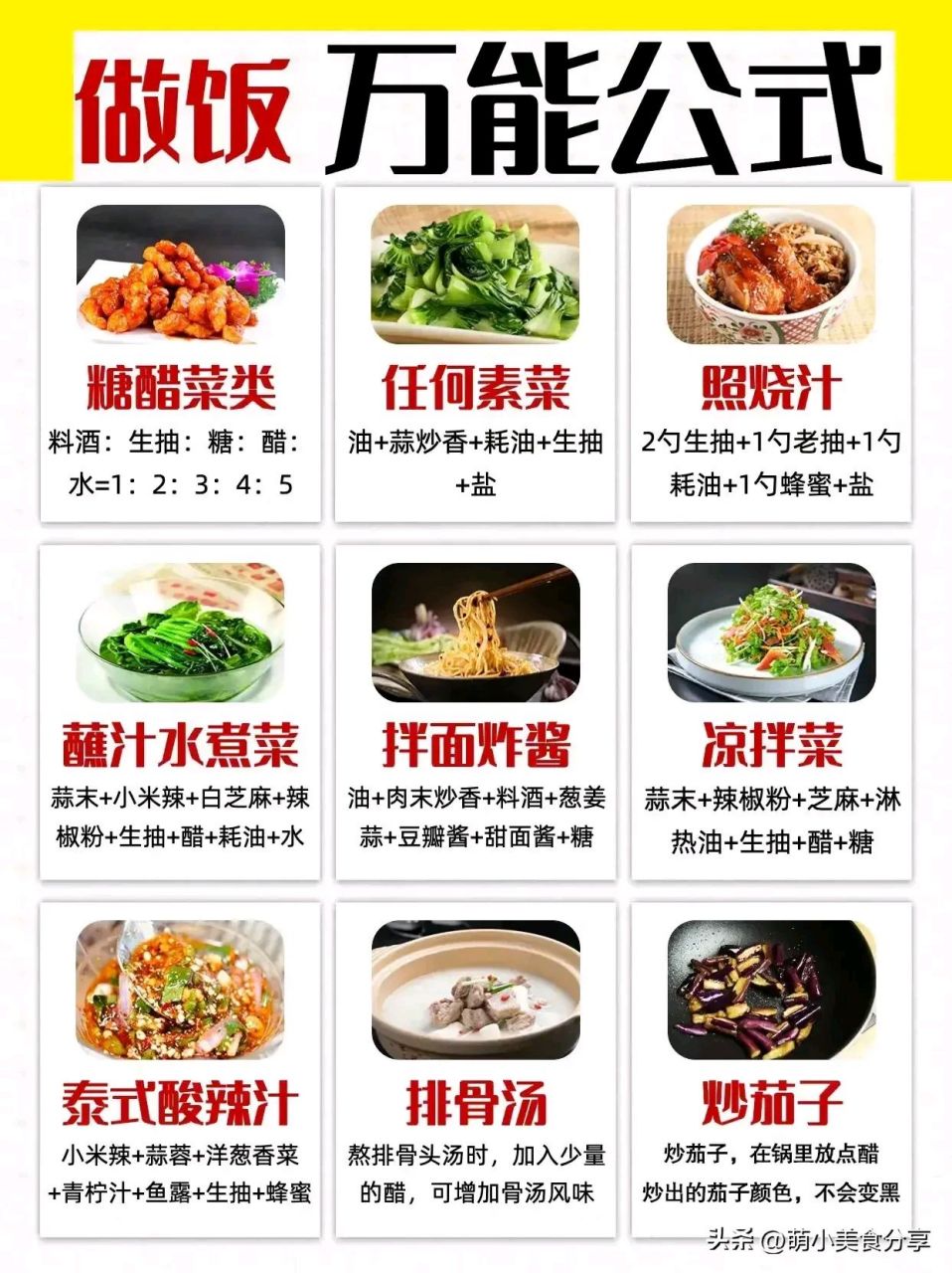 一位50年国宴大厨精心整理的27个做饭万能公式‼️真的太精辟了!