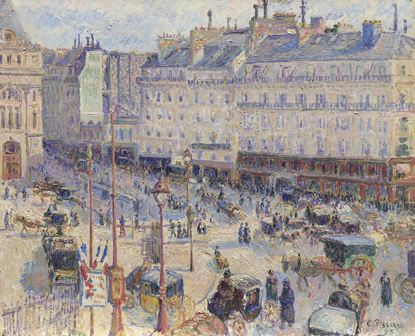 画面场景视野也太开阔了,《巴黎勒阿弗尔地区的街景》