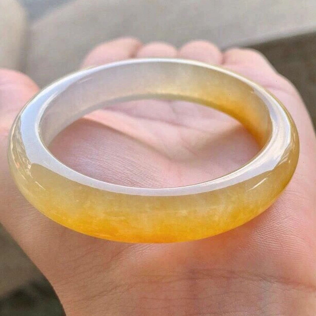 犹如精灵般的冰糖黄翡招财手镯#翡翠手镯