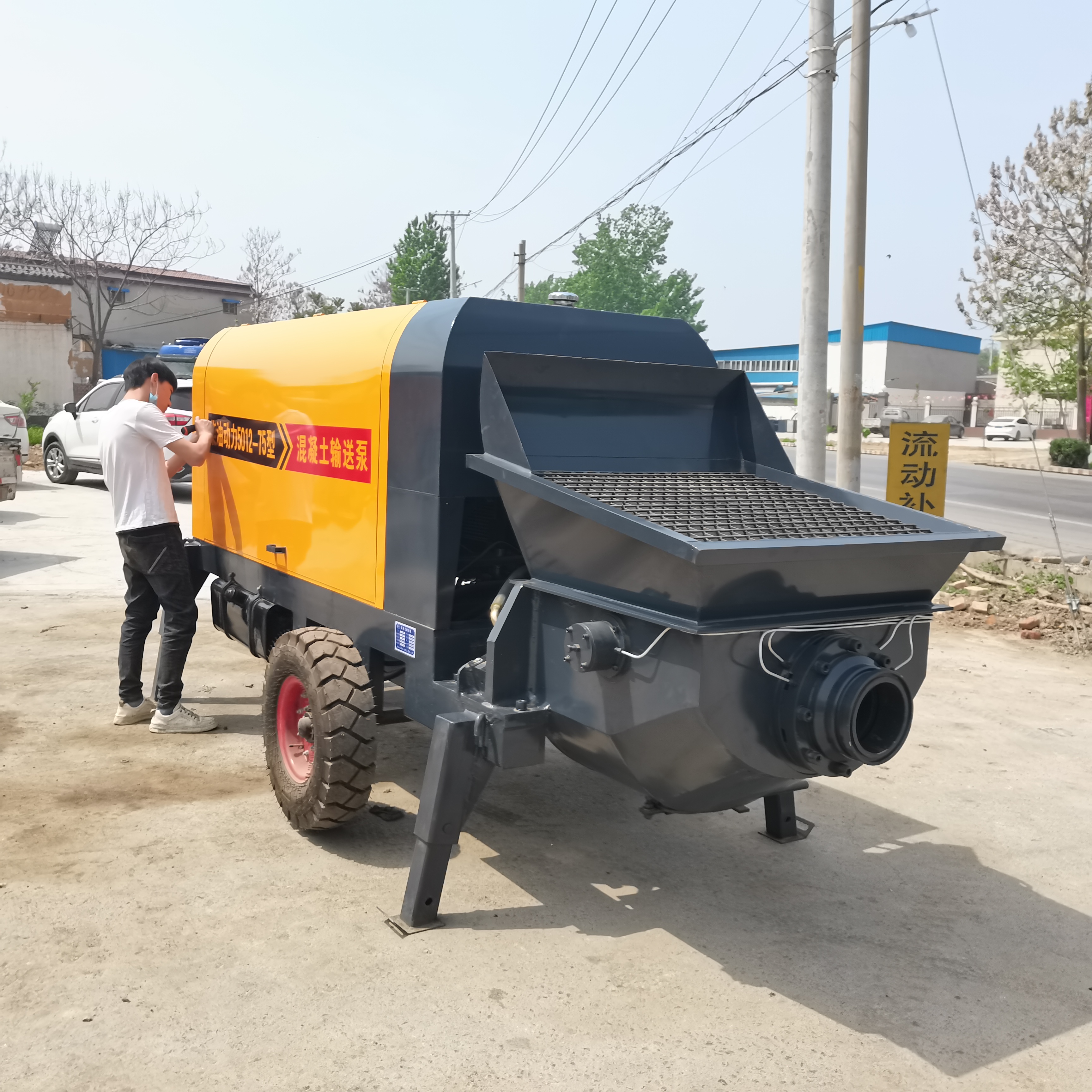 50混凝土泵柴油版,邢砼地泵50型,隧道护坡沟渠浇筑输送设备