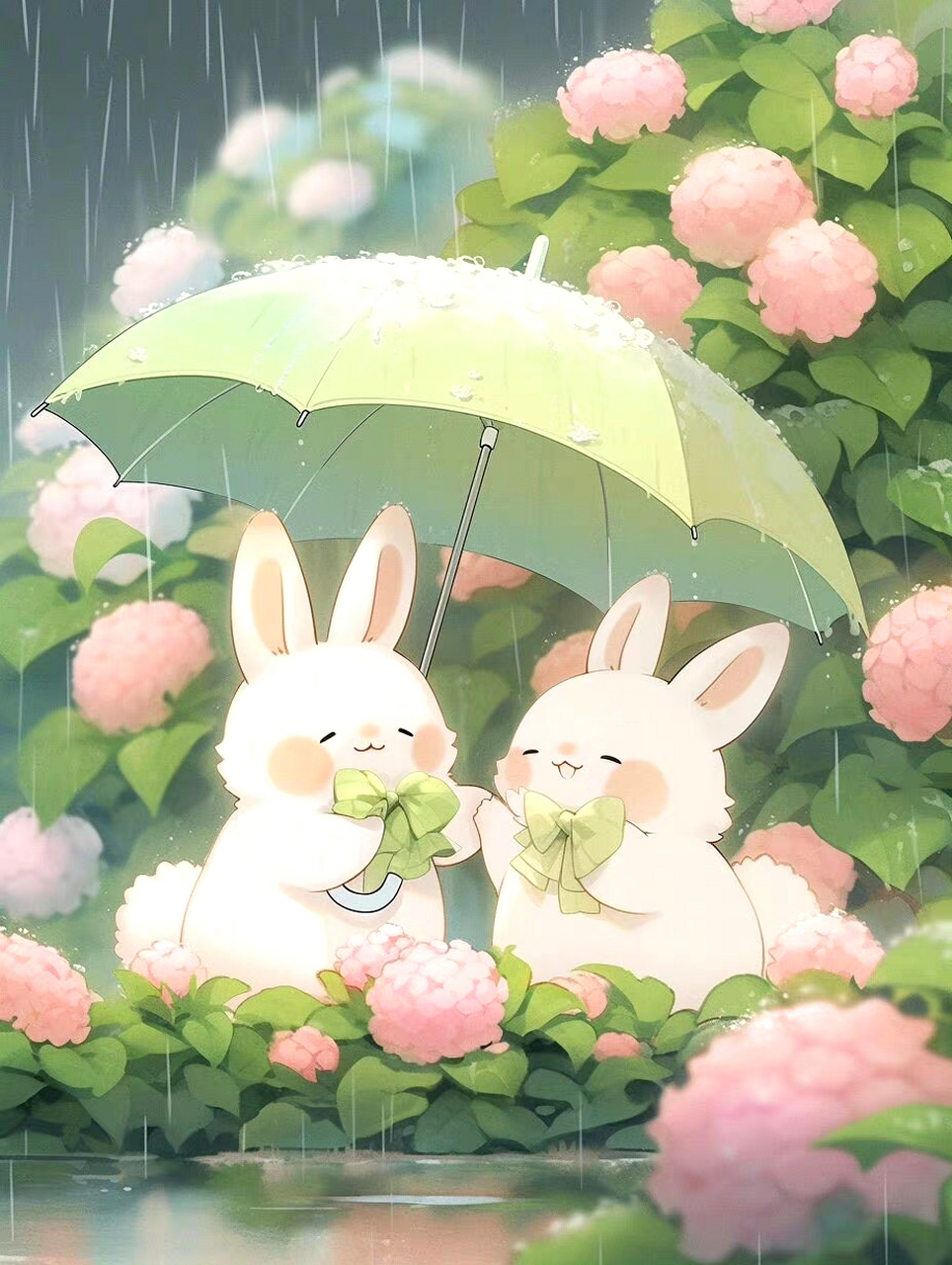 治愈系:雨中的小兔子,真的可爱极了!我愿做雨天为你打伞的那个人.