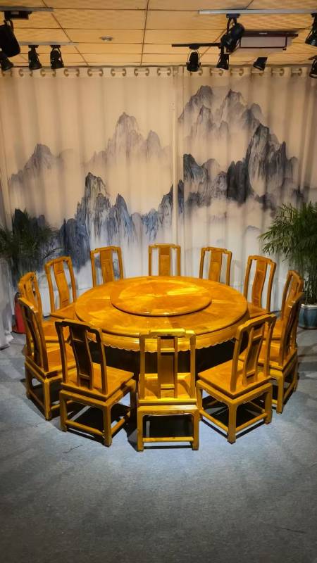 花好月圆 团团圆圆金丝楠小叶桢楠圆餐桌180直径-度小视