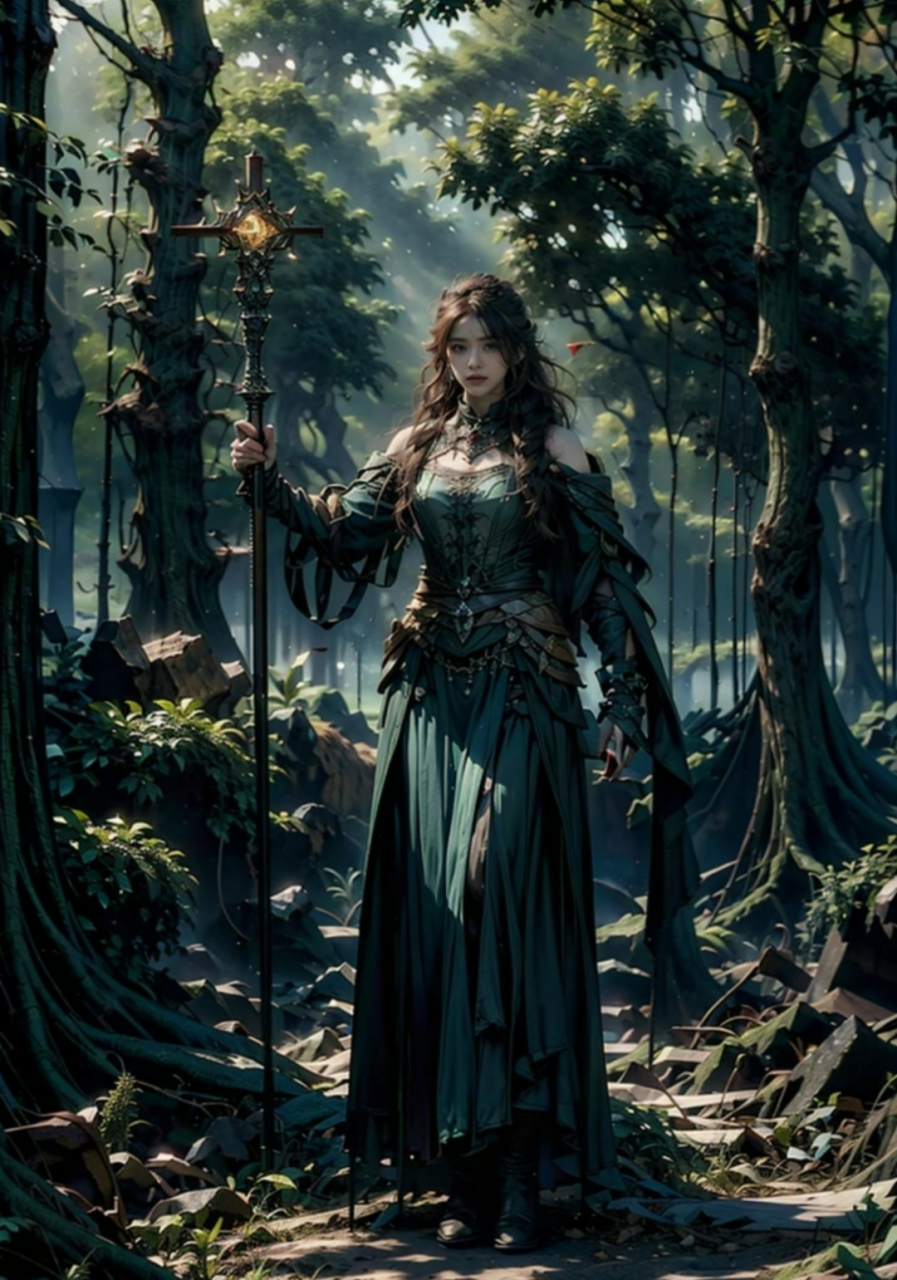 森林中的德鲁伊,德鲁伊在古代神话中指森林女神.